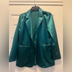 Emerald Green Satin Blazer